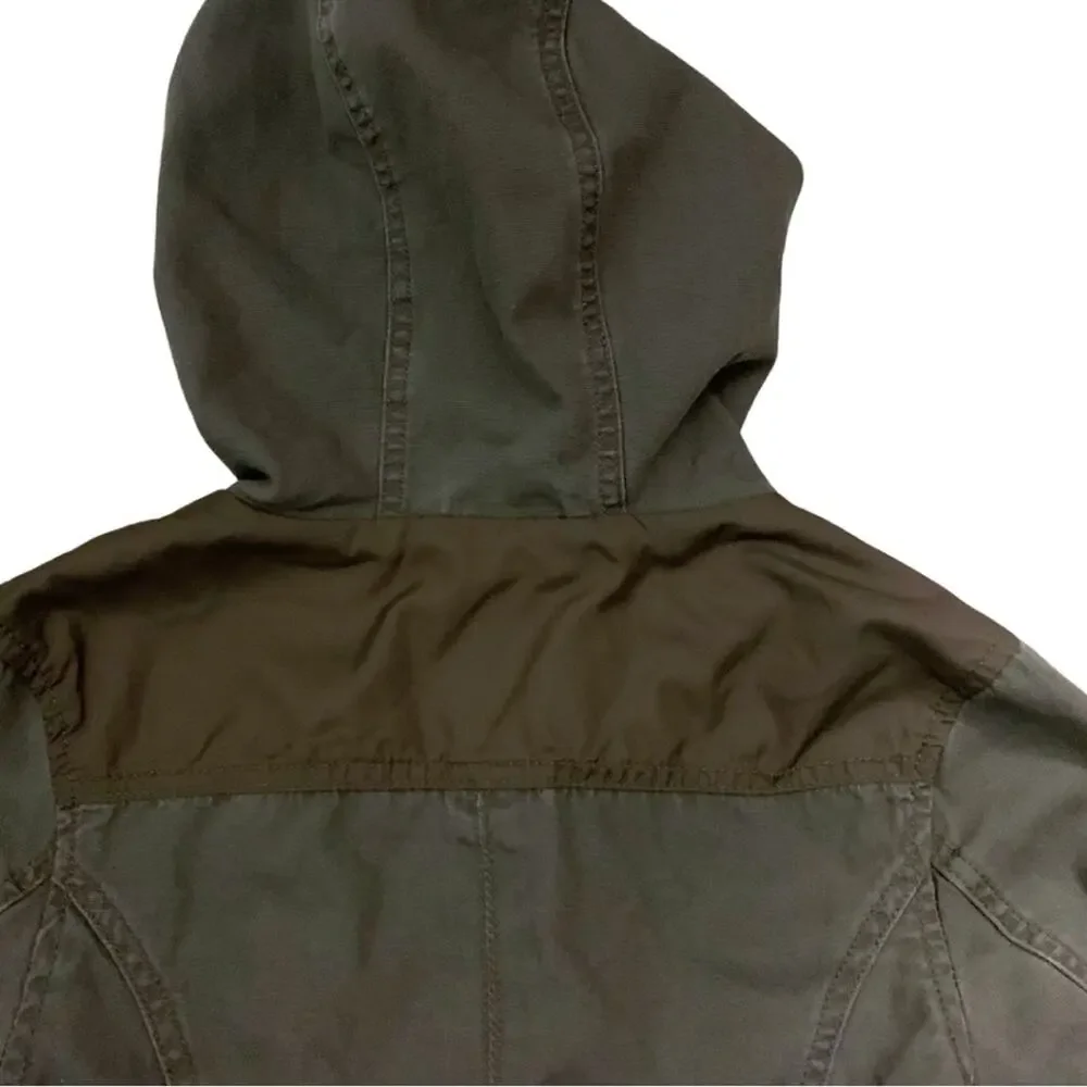American Rag Military Green Hooded Utility Jacket Coat Army Olive Fisherman